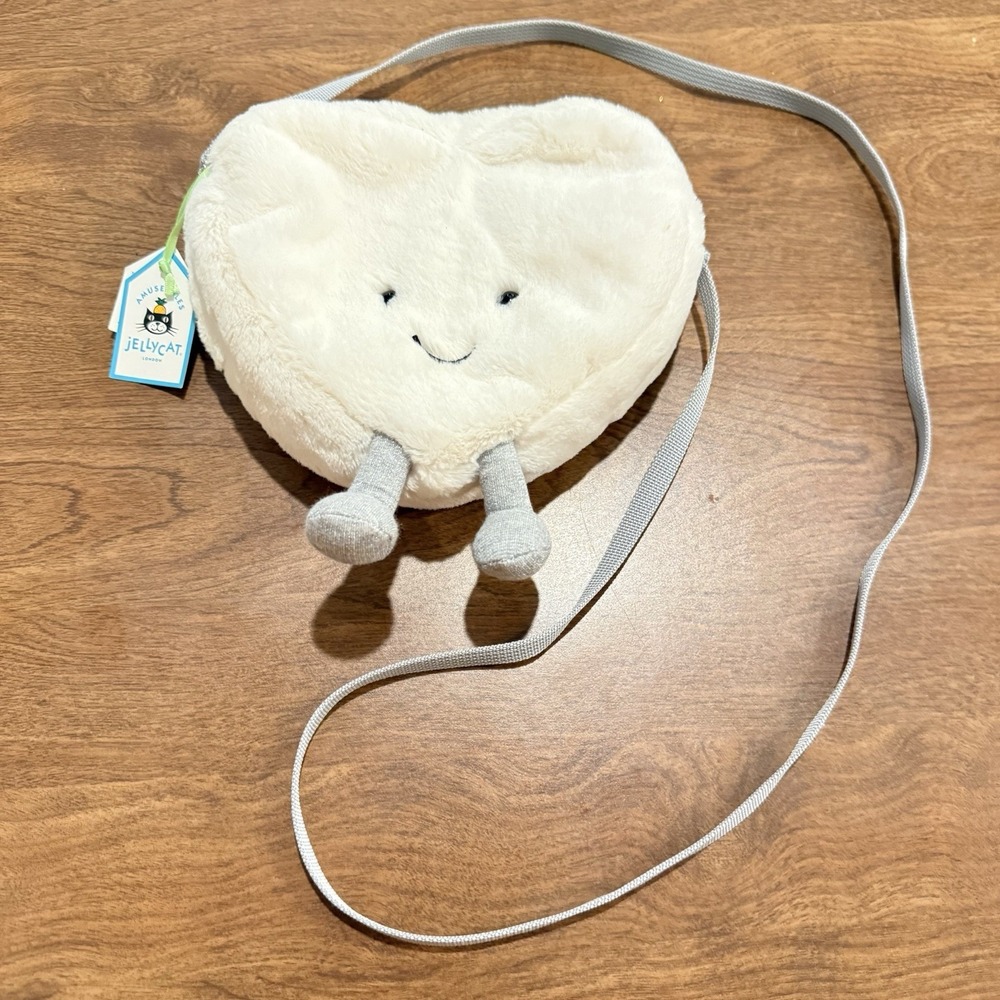 Jellycat Amuseable Cream Heart Bag Plush Crossbody Purse Retired A4CRHB NWT